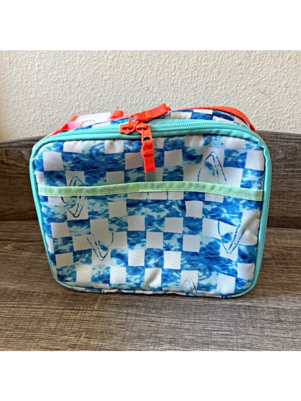 Cat & Jack Classic Insulated BPA-Free Easy Clean Lunch Bag, Check Blue/White 9x7